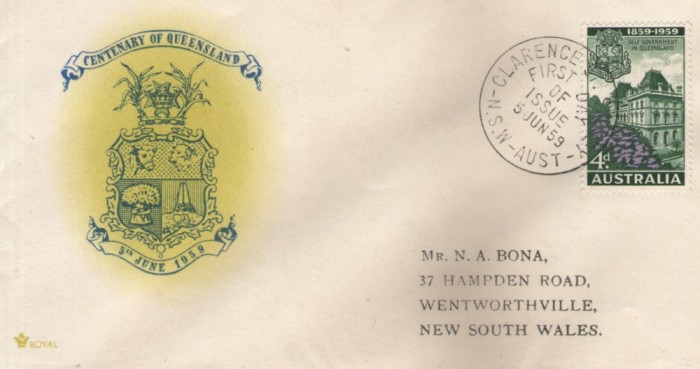 Australia 1959 - 100th autoguvernarii in Queensland, FDC circulata