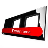Panou din sticla Livolo VL-P701/E/E-6B, negru, pentru 1 x intrerupator simplu cu touch + 2 x rama priza simpla