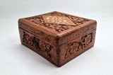 cutie pentru bijuterii din lemn de nuc sculptat manual cu intarsii din os cca. 15 x 7 x 13 cm