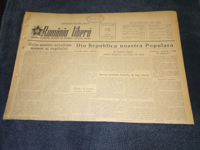 ZIARUL ROMANIA LIBERA 18 NOIEMBRIE 1953