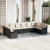 VidaXL Set de canapele pentru grădină 10 pcs Negru Rattan poli 3345537