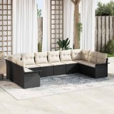 Cumpara ieftin Set de canapele pentru grădină 10 pcs Negru Rattan poli