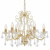 vidaXL Candelabru cu mărgele de cristal, auriu, rotund, 6 x E14 281603
