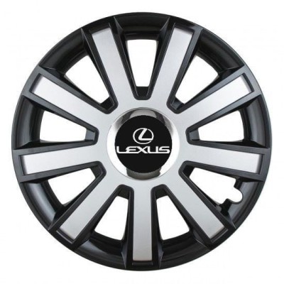 Set 4 capace roti Silver/black cu inel cromat pentru gama auto Lexus foto