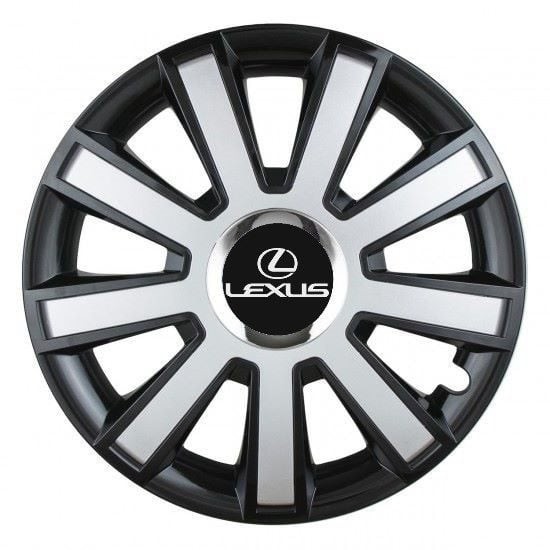 Set 4 capace roti Silver/black cu inel cromat pentru gama auto Lexus