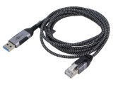 Cablu slim USB 3.0 RJ45 - USB A nichelat 2m U/FTP Goobay