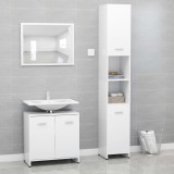 VidaXL Set mobilier de baie, 3 piese, alb, lemn prelucrat