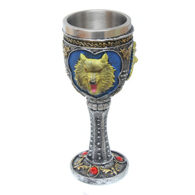 Pocal Medieval Wolf, 19cm 200ml decorat 360grade Tole 10 Imperial 39607 foto