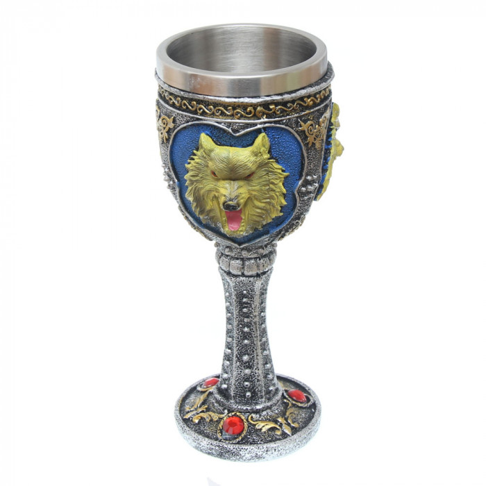 Pocal Medieval Wolf, 19cm 200ml decorat 360grade Tole 10 Imperial 39607