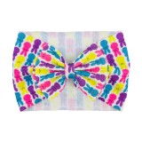 Bentita lata cu funda si imprimeu - Model 8 (Marime Disponibila: 6-12 luni