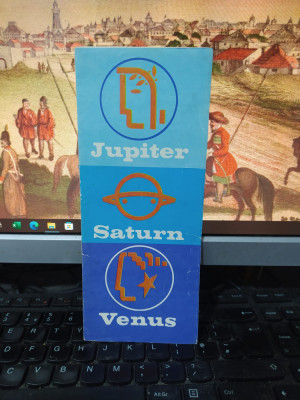 Jupiter, Saturn, Venus, hărți și text &amp;icirc;n limba franceză, circa 1970, 109 foto
