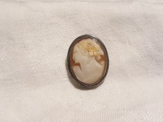 argint MEDALION si BROSA CAMEE pe SCOICA de efect SPLENDIDA vintage VECHE