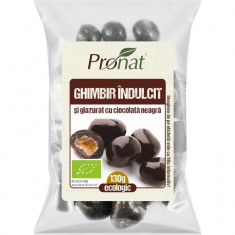 Ghimbir bio indulcit si glazurat cu ciocolata neagra, 130g, Pronat