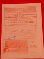 Program meci fotbal PETROLUL PLOIESTI - FC BIHOR ORADEA (30.03.1986)