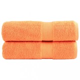 vidaXL Prosoape M&acirc;ini Premium SOLUND, 2 buc, 50x100cm, 600gsm, Bumbac 100%, Portocaliu, Lavabile