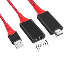Adaptor USB La HDMI 2 In 1 Samsung Huawei iPhone Rosu foto