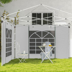 Outsunny Panouri Laterale Foisor Cu Ferestre Si Usi, Pentru Foisor Pop Up De 3x3(m) sau 3x6m, 2 Perechi De Inlocuire Laterale, Alb