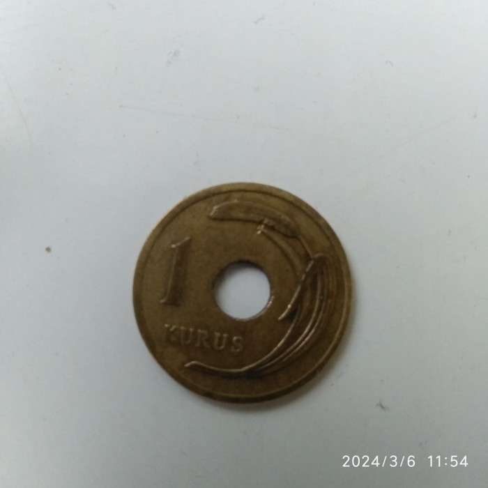 -Y- MONEDA TURCIA 1 KURUS 1948 VG +