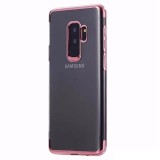 Husa samsung galaxy s9 transparent cu margini roz-aurii, Flippy