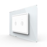 Intrerupator dublu touch Livolo alb cu rama din sticla, standard italian