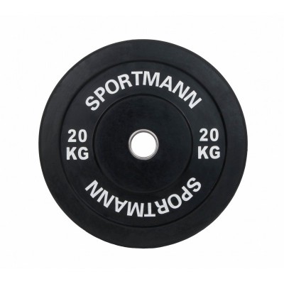 Greutate Cauciuc Bumper Plate SPORTMANN - 20 kg / 51 mm - Negru FitLine Training foto