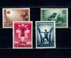 Serbia, ocupatia Germana 1942 - Expo anti-masonerie in Belgrad, serie nestampilata cu sarniere