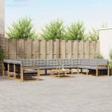 vidaXL Set de canapele de exterior cu pernă 11 pcs Alb și gri deschis 3389133