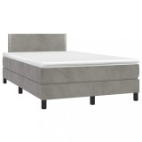 Cumpara ieftin Pat cu arcuri, saltea și LED, gri deschis, 120x190 cm, catifea