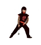 Costum carnaval Red Dragon Ninja pentru copii, marime 130 / 140 cm (9-10 Ani)