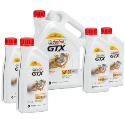 Set Ulei Motor Castrol GTX 5W-30 RN17 ACEA C3 Renault 5L 15CC30 + 4 Buc Ulei Motor Castrol GTX 5W-30 RN17 1L 15CC2F foto