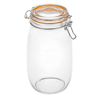 Borcan Sticlă, 1.5L, Transparent, Capac cu Sigiliu Din Silicon foto