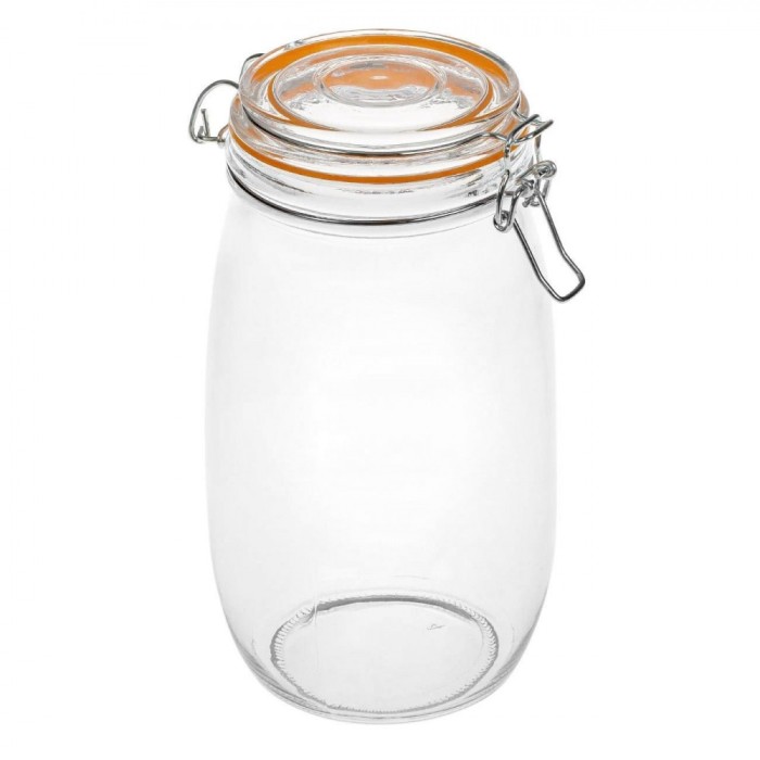 Borcan Sticlă, 1.5L, Transparent, Capac cu Sigiliu Din Silicon