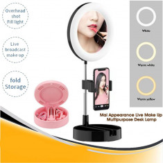 Lampa Makeup cu trepied reglabil, portabil, LED 5 inch, 58 cm, Negru
