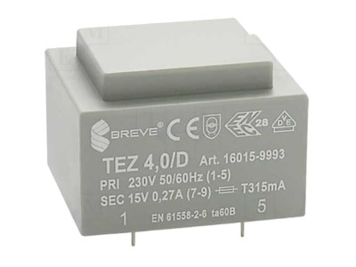 Transformator &amp;icirc;ncapsulat 230V 15V 4VA PCB foto
