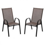 Set 2 scaune de gradina cu cadru metalic, stivuibile, 55x72x96cm, maro Household NewTrend