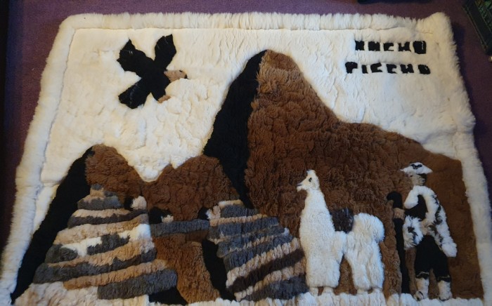 Covoras handmade Peru lana alpaca llama original Macchu Picchu 160x130 cm