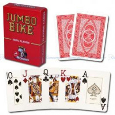 Carti de poker Modiano BIKE TROPHY 2 Jumbo Index rosu 100% plast foto