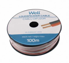 Cablu difuzor rosu negru 2X0.50mmp, 100m, Well foto