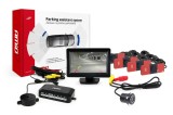 Kit senzori de parcare AMiO TFT01 4,3 inch cu camera HD-307-IR, 4 senzori interiori negri, afisaj si asistent parcare pentru mers inapoi