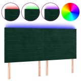 Cumpara ieftin Tablie de pat cu LED, verde inchis, 200x5x118/128 cm, catifea