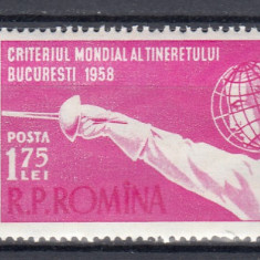 ROMANIA 1958 LP 453 CRITERIUL MONDIAL AL TINERETULUI MNH