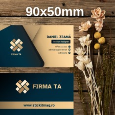 Carti de Vizita Model 17 Gold Albastru , Interior Designer Premium Elegant