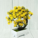 Bonsai decorativ artificial in ghiveci, Galben, 20 cm, MCT-20k322G