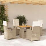 vidaXL Set mobilier de grădină cu perne, 5 piese, bej, poliratan