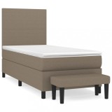 Cumpara ieftin Pat box spring cu saltea, gri taupe, 90x190 cm, textil