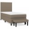 Pat box spring cu saltea, gri taupe, 90x190 cm, textil