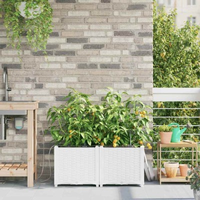 vidaXL Ghivece pentru grădină Alb 80 x 40 x 37.5 cm Oțel foto