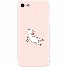 Husa silicon pentru Apple Iphone 7, Cute Dog Streching