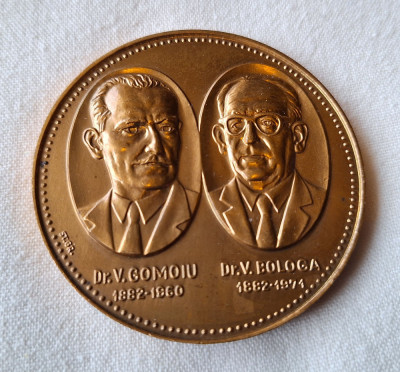 Medalia dedicata Doctorului V. Gomoiu si V. Bologa - Istoria Medicinii Farmacie foto