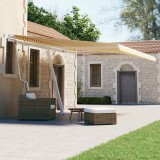VidaXL Copertină autonomă retractabilă automat galben&amp;alb 450x300 cm